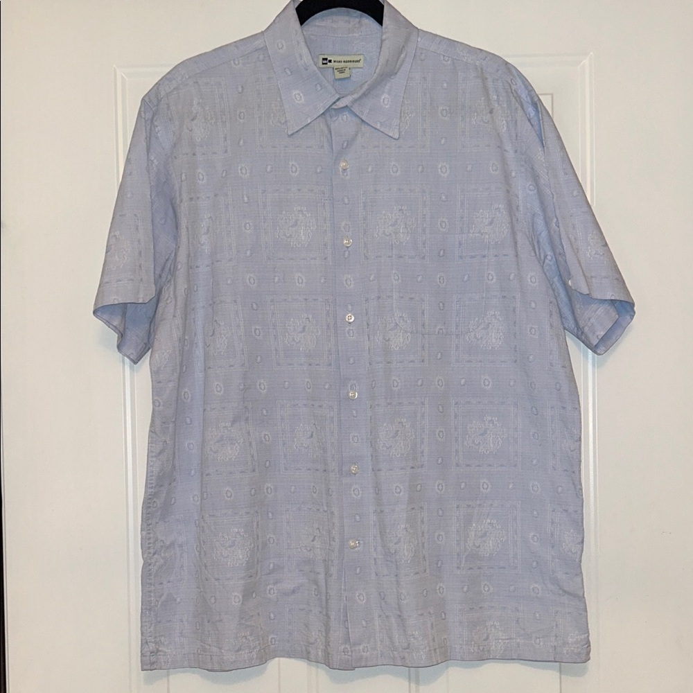 Wilke Rodriguez Men's Cotton Short Sleeve Shirt XL Blue Button Up Casual Golf